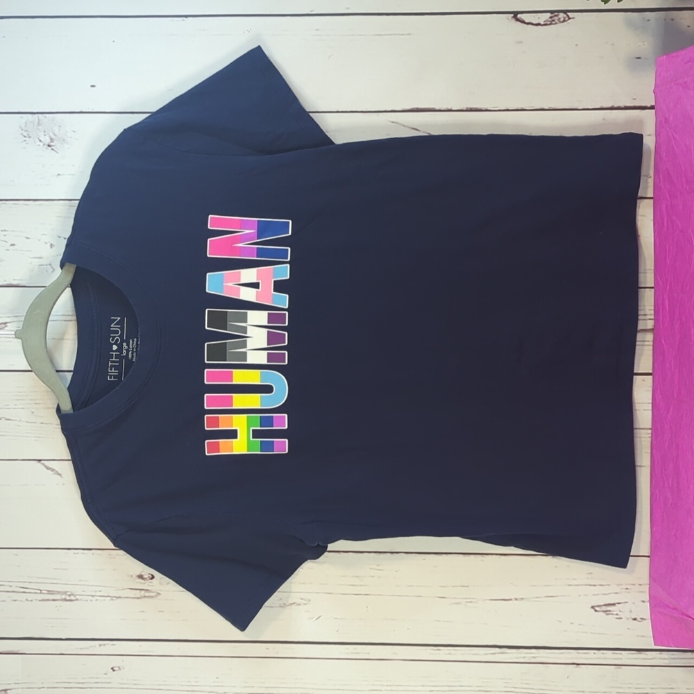 HUMAN T-Shirt Junior Large Gay Pride, Pansexual, Asexual, Transgender, Bisexual
